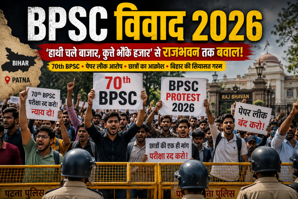 BPSC विवाद 2026 में 70वीं BPSC परीक्षा को लेकर पटना में छात्रों का विरोध प्रदर्शन और राजभवन मार्च