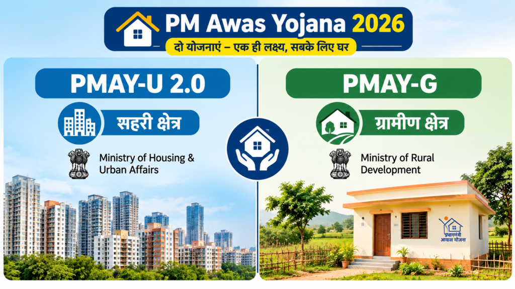 PMAY-U 2.0 और PMAY-G का शहरी व ग्रामीण अंतर