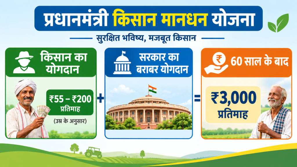 प्रधानमंत्री किसान मानधन योजना में किसान और सरकार का योगदान